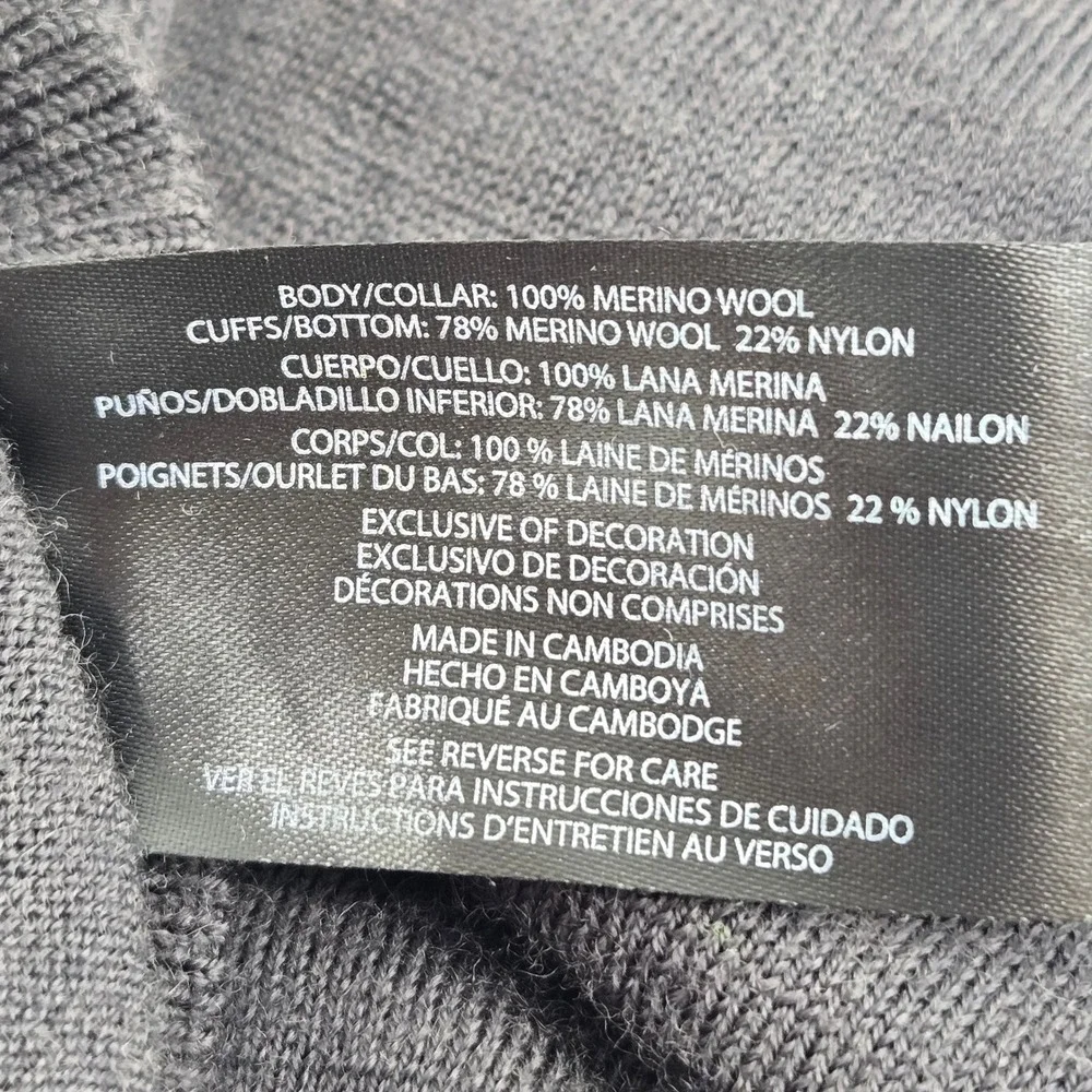 Banana Republic Sweater Mens XXL Charcoal Grey Merino Wool Crewneck Pullover